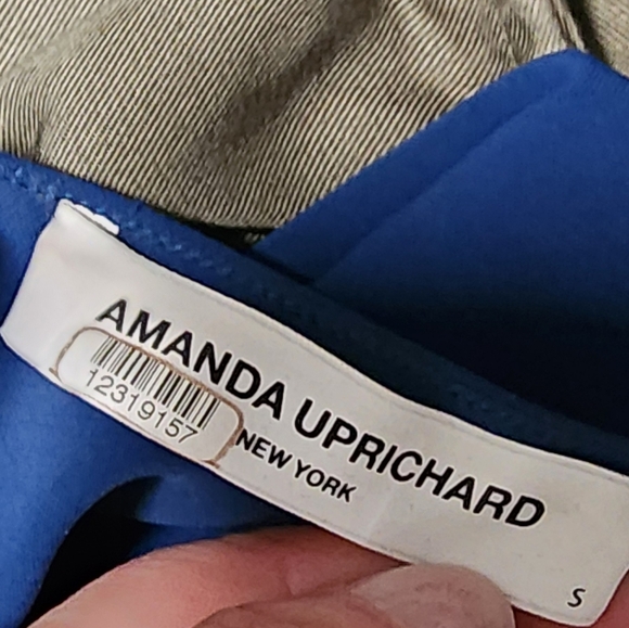 AMANDA UPRICHARD VIRGINIA Blue Wrap Dress With Puff Sleeves, Size Small - Picture 3 of 4